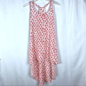 One Clothing women sheer white tank orange stars M
